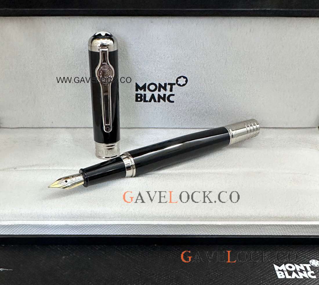 AAA Grade Montblanc Muhammad Ali Fountain Pen Black Resin-Silver